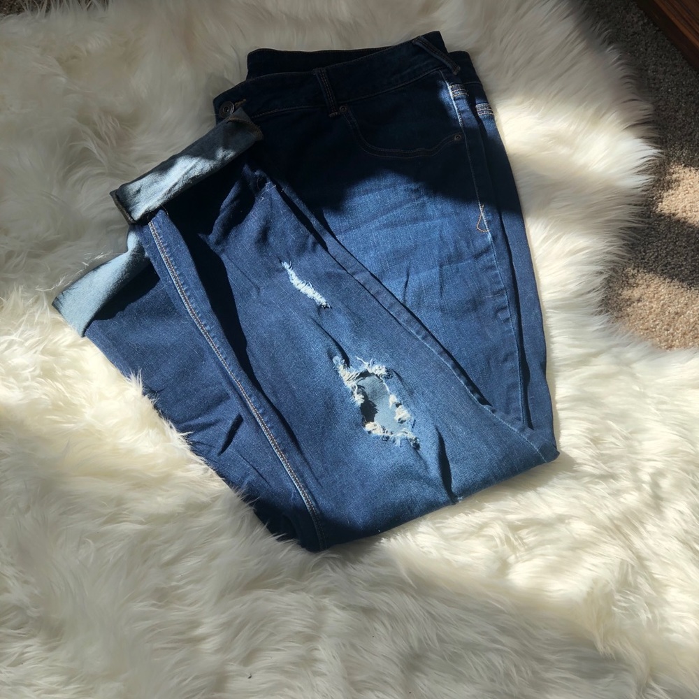 Distressed plus sized jeans